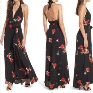Leith Floral Halter Wrap Maxi Dress Size Small